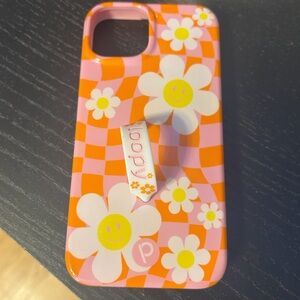 Pink and Orange Floral Phone Case with Loop